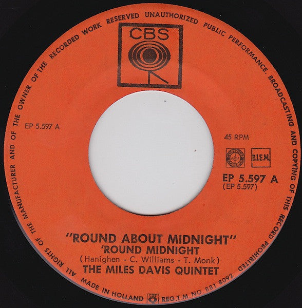 The Miles Davis Quintet : Round About Midnight (7")