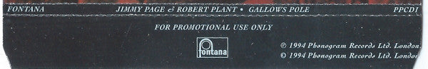 Jimmy Page & Robert Plant : Gallows Pole (CD, Single, Promo, Red)