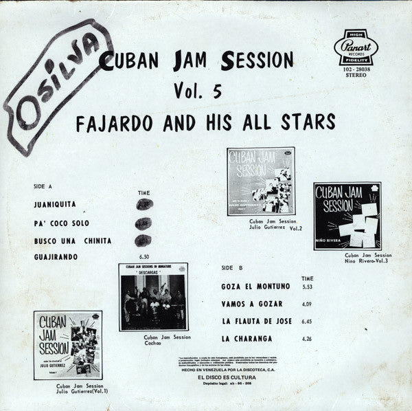 Fajardo Y Sus Estrellas : Cuban Jam Session Vol. 5 (LP, Album, RE)