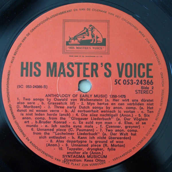 Syntagma Musicum : Anthology Of Early Music 1350-1475 (LP, RE)