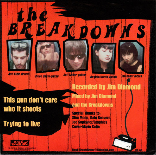 The Breakdowns (2) : This Gun Don't Care Who It Shoots (7", Red)
