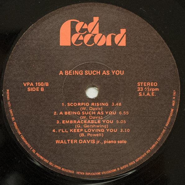 Walter Davis Jr. : A Being Such As You (LP, Album)