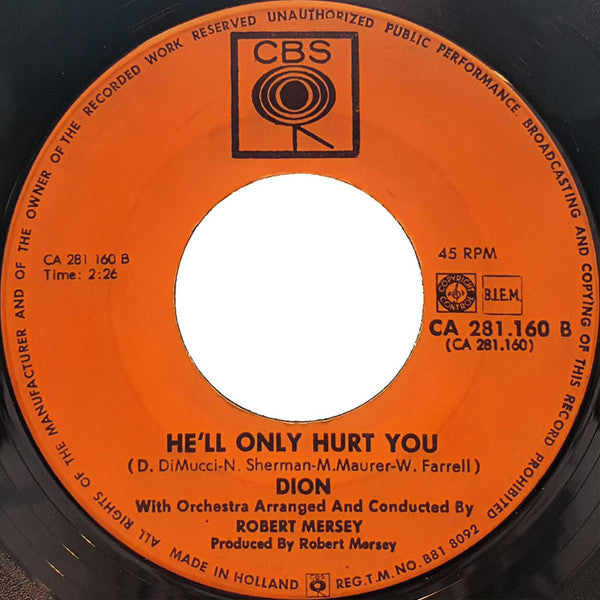 Dion (3) : Ruby Baby / He'll Only Hurt You (7", Single, Mono)