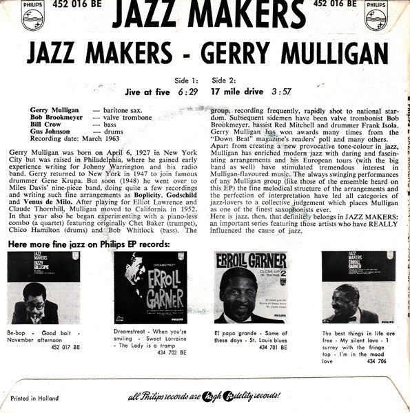 Gerry Mulligan : Jazz Makers (7", EP)