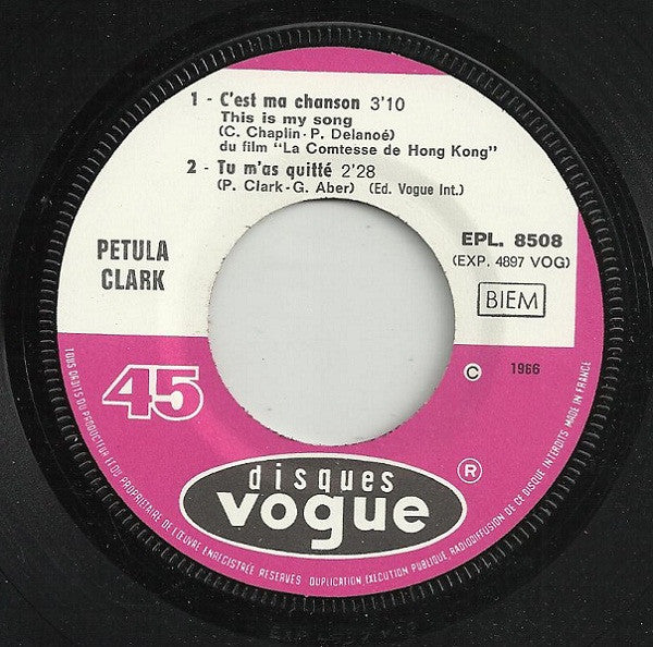 Petula Clark : C'est Ma Chanson (7", EP)