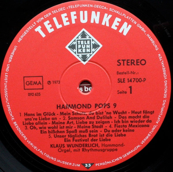 Klaus Wunderlich : Hammond Pops 9 (LP, Album)