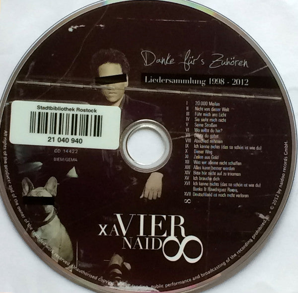 Xavier Naidoo : Danke Für's Zuhören - Liedersammlung 1998-2012 (CD, Comp)