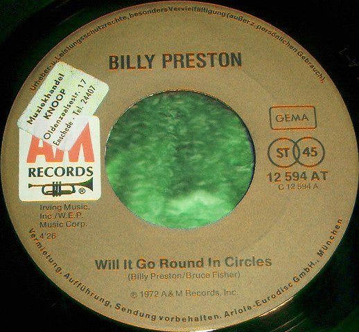 Billy Preston : Will It Go Round In Circles (7", Single)