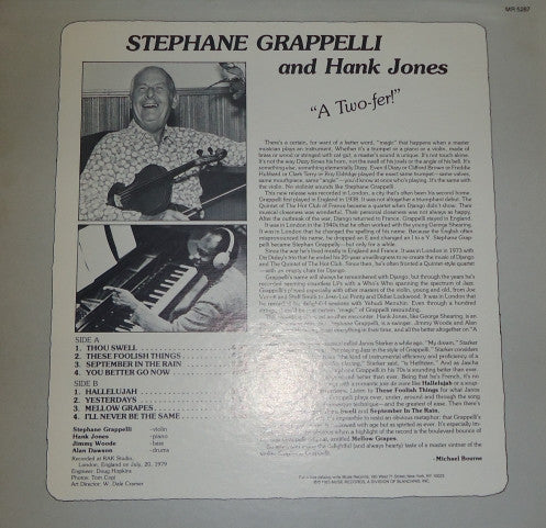 Stéphane Grappelli And Hank Jones : A Two-Fer (LP, Album)