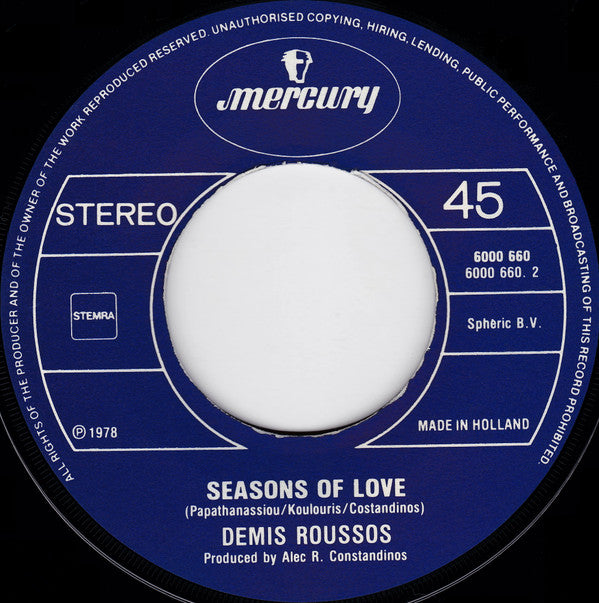 Demis Roussos : Race To The End (7", Single)