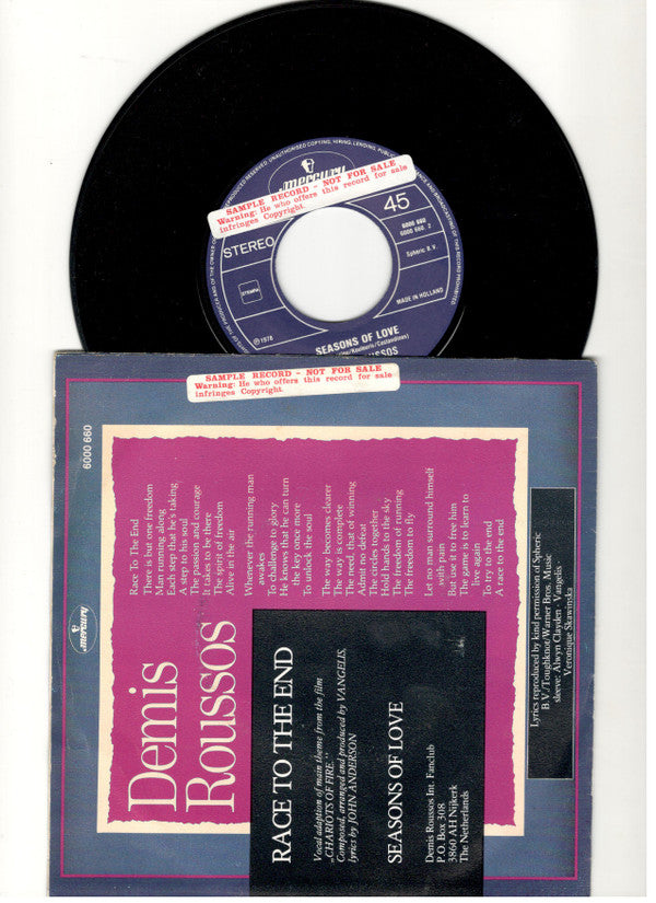 Demis Roussos : Race To The End (7", Single)
