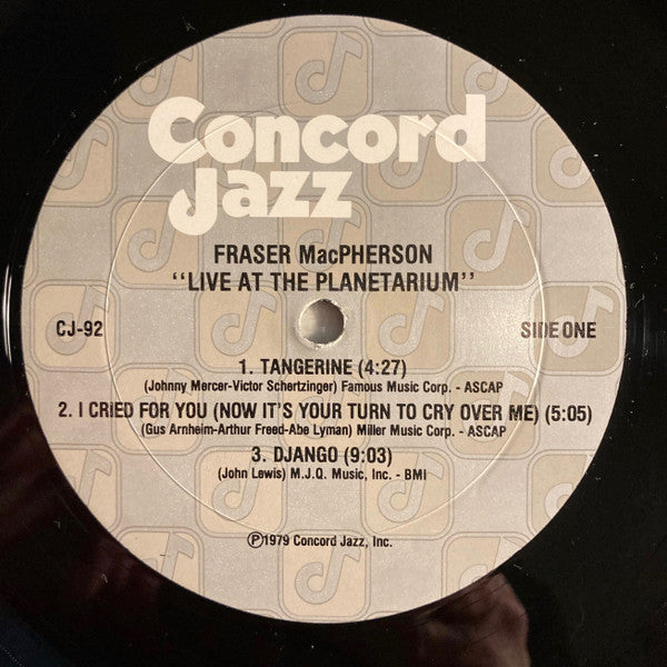 Fraser MacPherson : Live At The Planetarium (LP, Album)