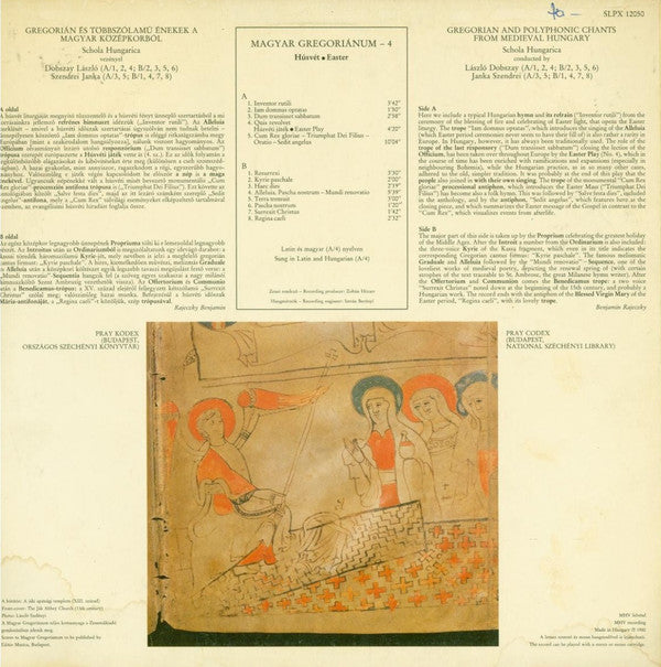 Schola Hungarica : Magyar Gregoriánum 4 (Gregorian Chants From Hungary) (LP)
