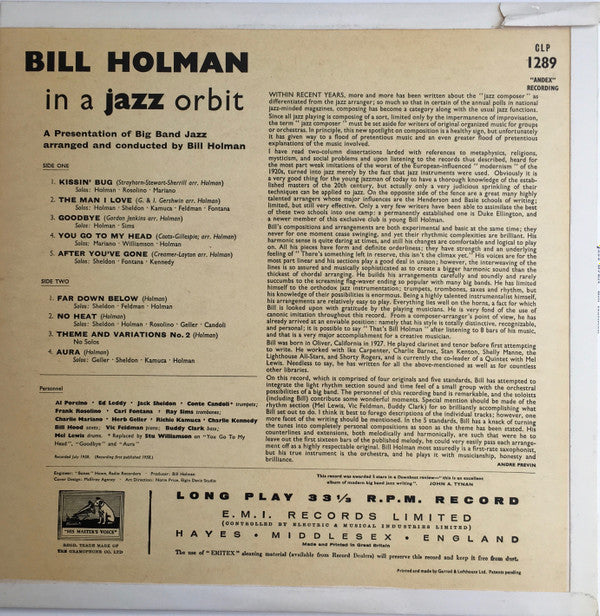 Bill Holman : In A Jazz Orbit (LP, Album, Mono)