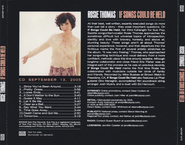 Rosie Thomas : If Songs Could Be Held (CD, Advance, Album, Promo)
