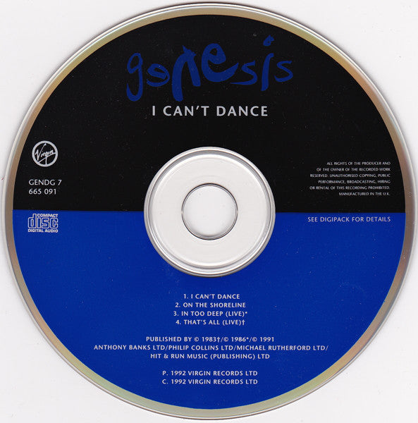 Genesis : I Can't Dance (CD, Single, Die)