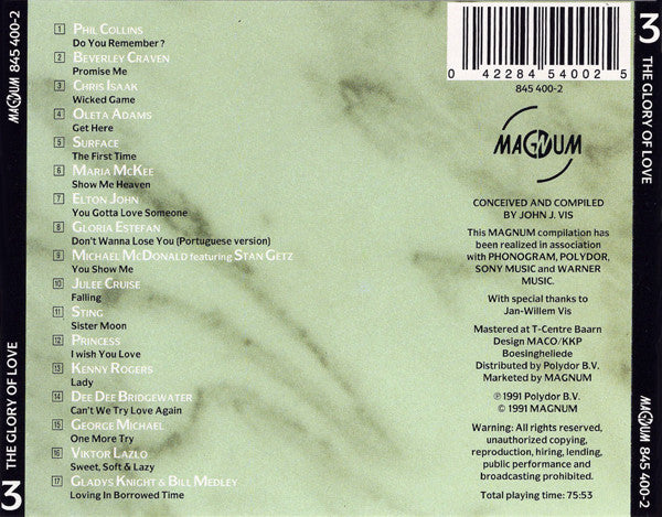 Various : The Glory Of Love 3 (A 1991 Super Popgala) (CD, Comp)