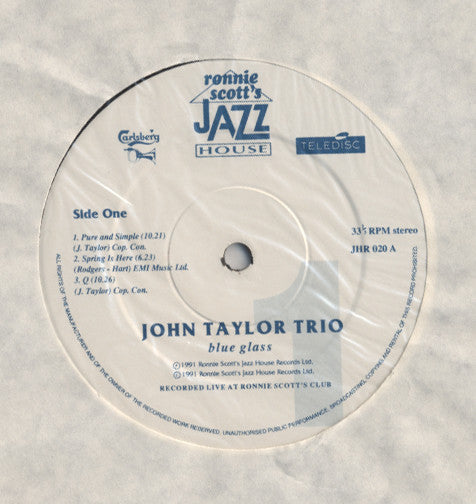 John Taylor Trio : Blue Glass (LP, Album)