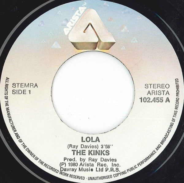 The Kinks : Lola / Celluloid Heroes (7", Single)