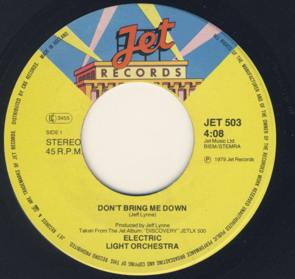 The Electric Light Orchestra* : Don't Bring Me Down (7", Single)