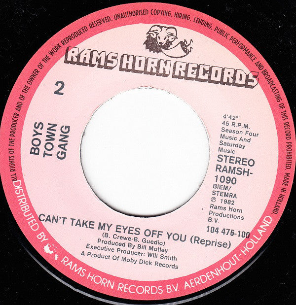 Boys Town Gang : Can't Take My Eyes Off You (7", Single)