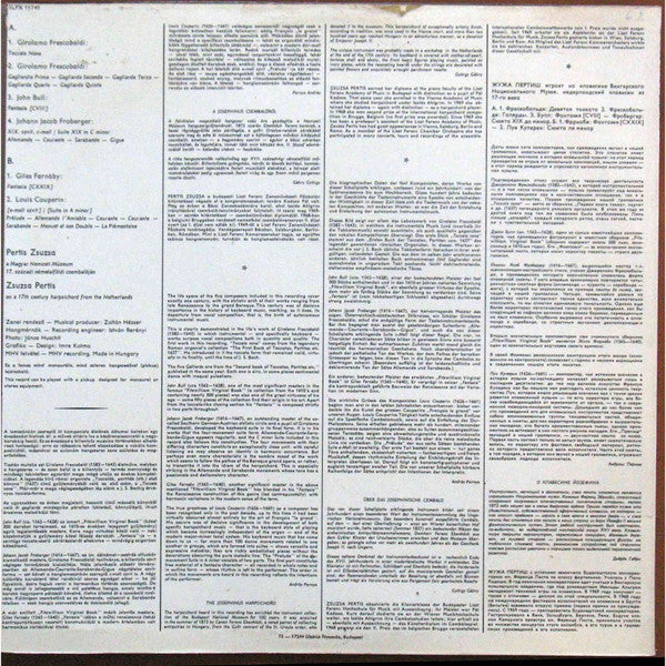 Zsuzsa Pertis : Harpsichord Recital On A 17th Century Harpsichord From The Netherlands (LP)