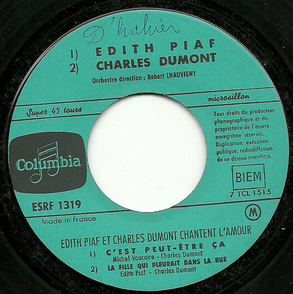 Edith Piaf et Charles Dumont : Chantent L'amour (7", EP)