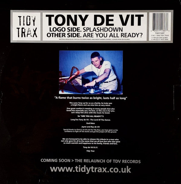 Tony De Vit : Splashdown / Are You All Ready? (12")