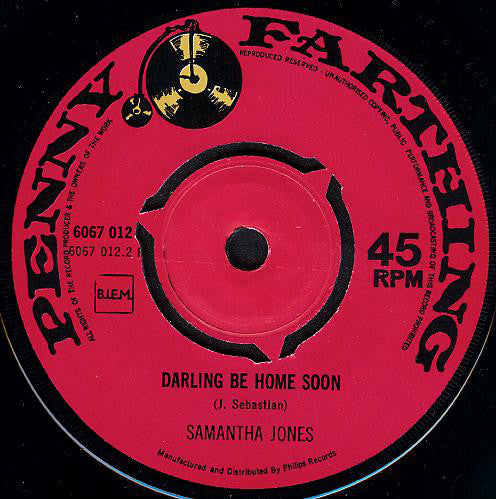 Samantha Jones : My Way (Comme D'Habitude) / Darling Be Home Soon (7", Single)
