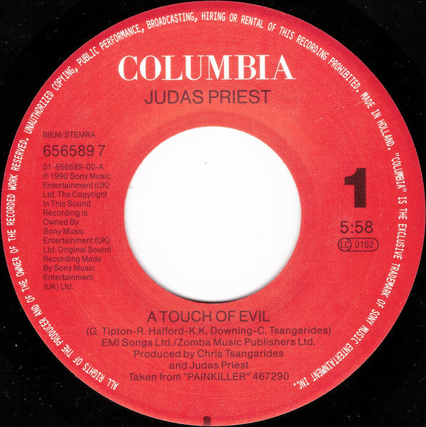 Judas Priest : A Touch Of Evil (7", Single)