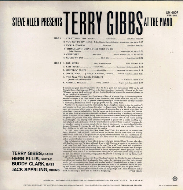 Steve Allen (3) Presents Terry Gibbs : At The Piano (LP, Album, RE)