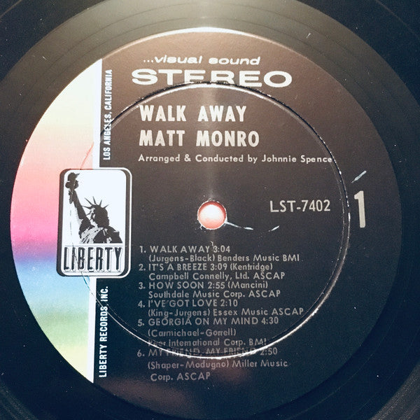 Matt Monro : Walk Away (LP, Album, Ind)