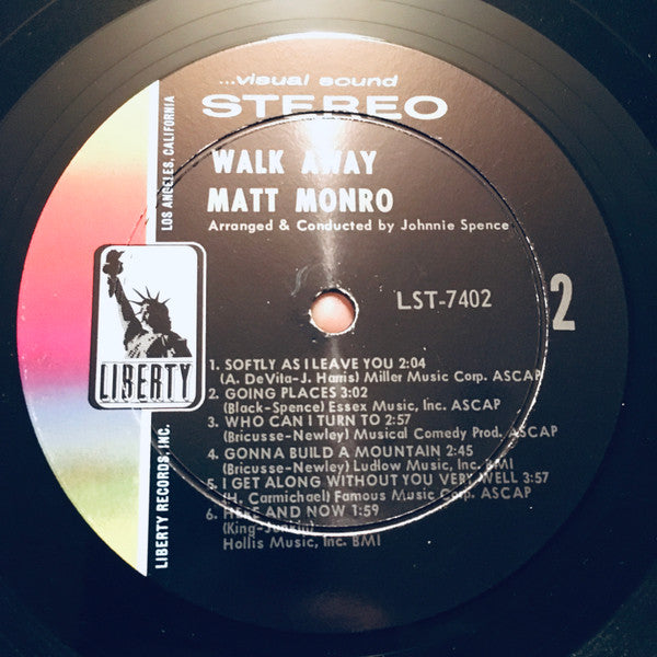 Matt Monro : Walk Away (LP, Album, Ind)