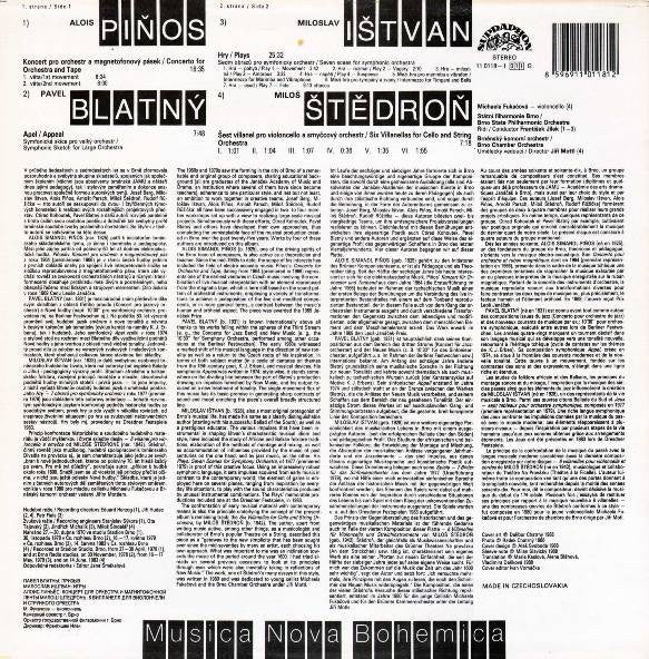 Alois Pinos / Pavel Blatný / Miloslav Ištvan / Miloš Štědroň : Concerto For Orchestra And Tape / Appeal / Plays / Six Villanellas For String Orchestra (LP)