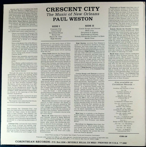Paul Weston (2) : Crescent City - The Music Of New Orleans (LP)