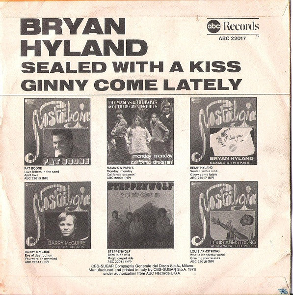 Brian Hyland : Sealed With A Kiss (7", RE)
