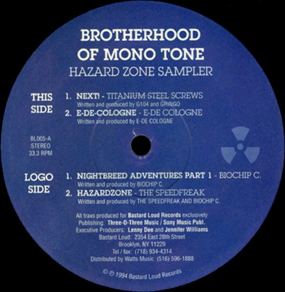 Various : Brotherhood Of Mono Tone - Hazard Zone Sampler (12")