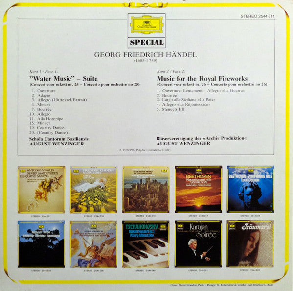 Georg Friedrich Händel – August Wenzinger : Music For The Royal Fireworks / Water Music (LP, Comp)