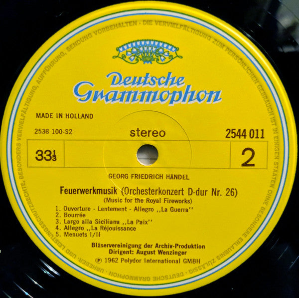Georg Friedrich Händel – August Wenzinger : Music For The Royal Fireworks / Water Music (LP, Comp)