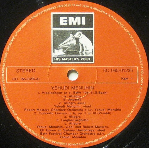 Yehudi Menuhin : Bach: Vioolconcert In A ⬝ Beethoven: Vioolromance  Nr. 2 ⬝ Vivaldi: Concerto Grosso In B ⬝ Haydn: Vioolconcert In C (LP, Comp)