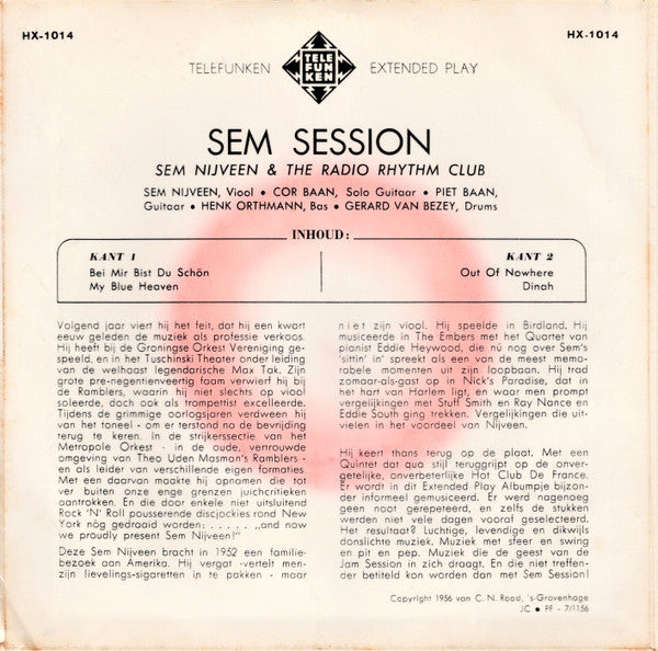 Sem Nijveen With The “Radio Rhythm Club” : Sem Session (7", EP)
