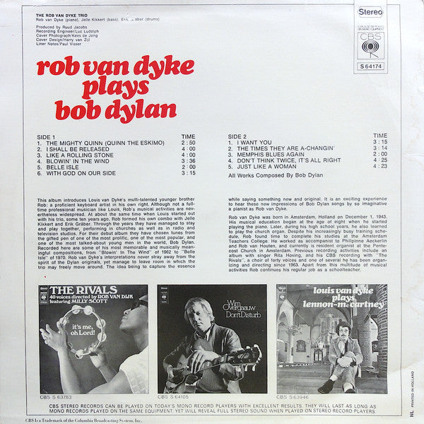 Trio Rob van Dijk : Rob van Dyke Plays Bob Dylan (LP)