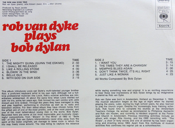 Trio Rob van Dijk : Rob van Dyke Plays Bob Dylan (LP)