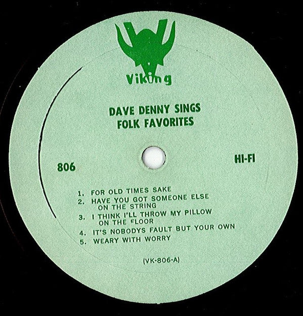 Dave Denny : Dave Denny Sings Folk Favorites (LP, Album, Mono)