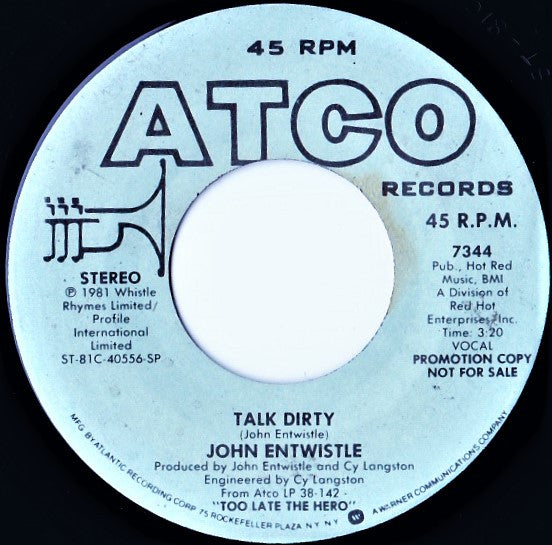 John Entwistle : Talk Dirty (7", Single, Promo)