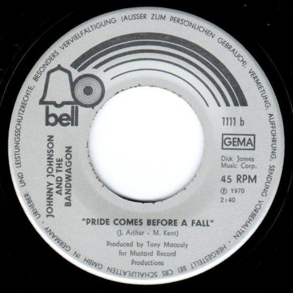 Johnny Johnson And The Bandwagon : Sweet Inspiration (7", Single)