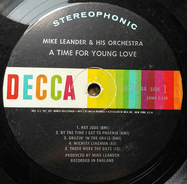 Mike Leander And His Orchestra : A Time For Young Love (LP, Album, Glo)