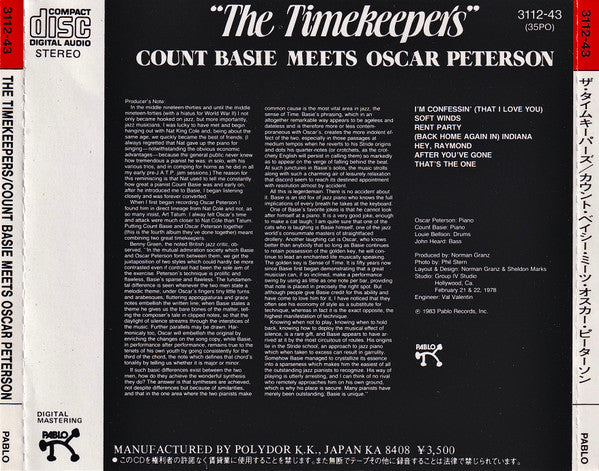 Count Basie Meets Oscar Peterson : The Timekeepers (CD, Album)