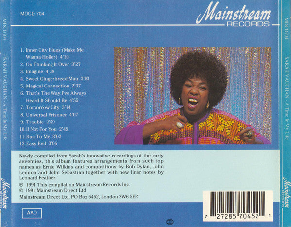 Sarah Vaughan : A Time In My Life (CD, Album, Comp, RM)