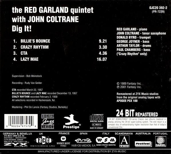 The Red Garland Quintet With John Coltrane : Dig It! (CD, Album, RE, RM, Dig)